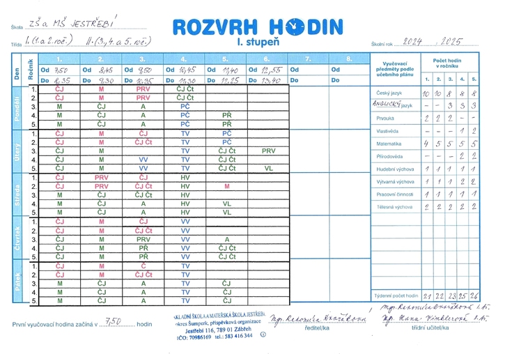 Rozvrh hodin
